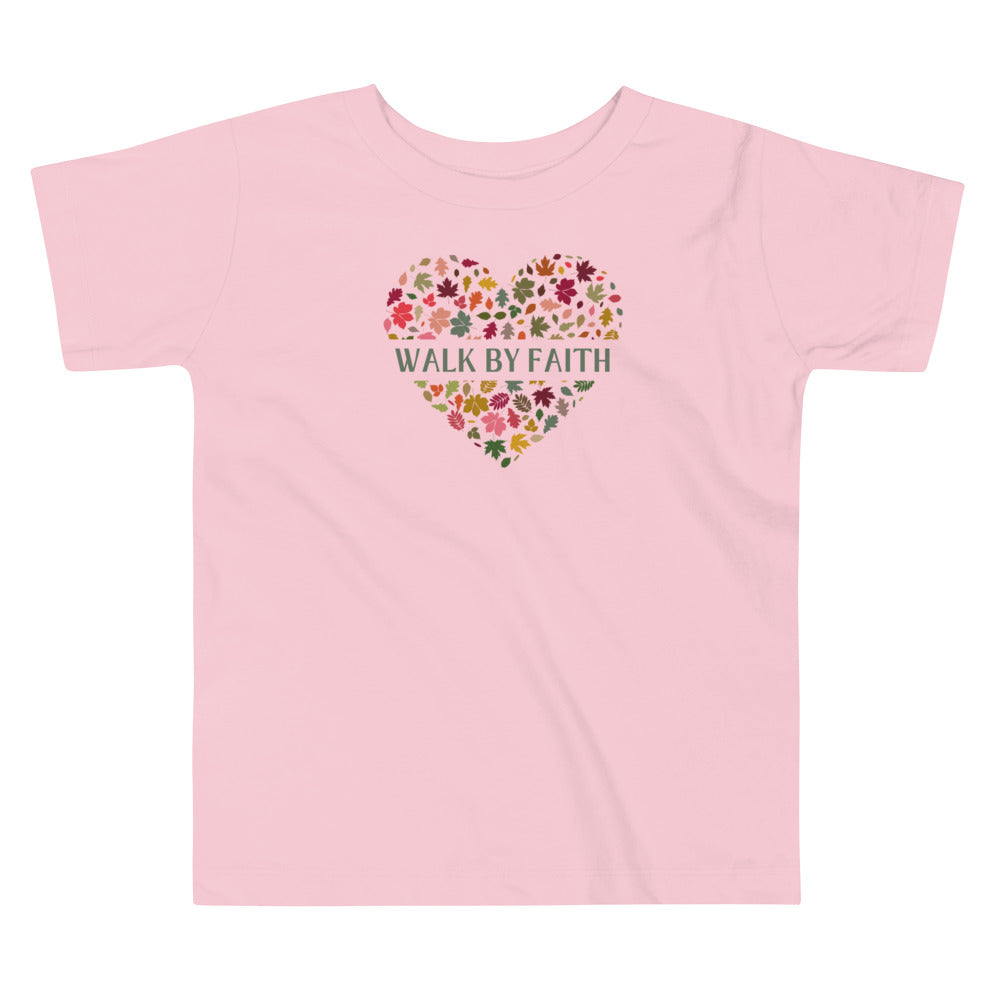 Walk by Faith Leaves Heart Toddler Short Sleeve Tee