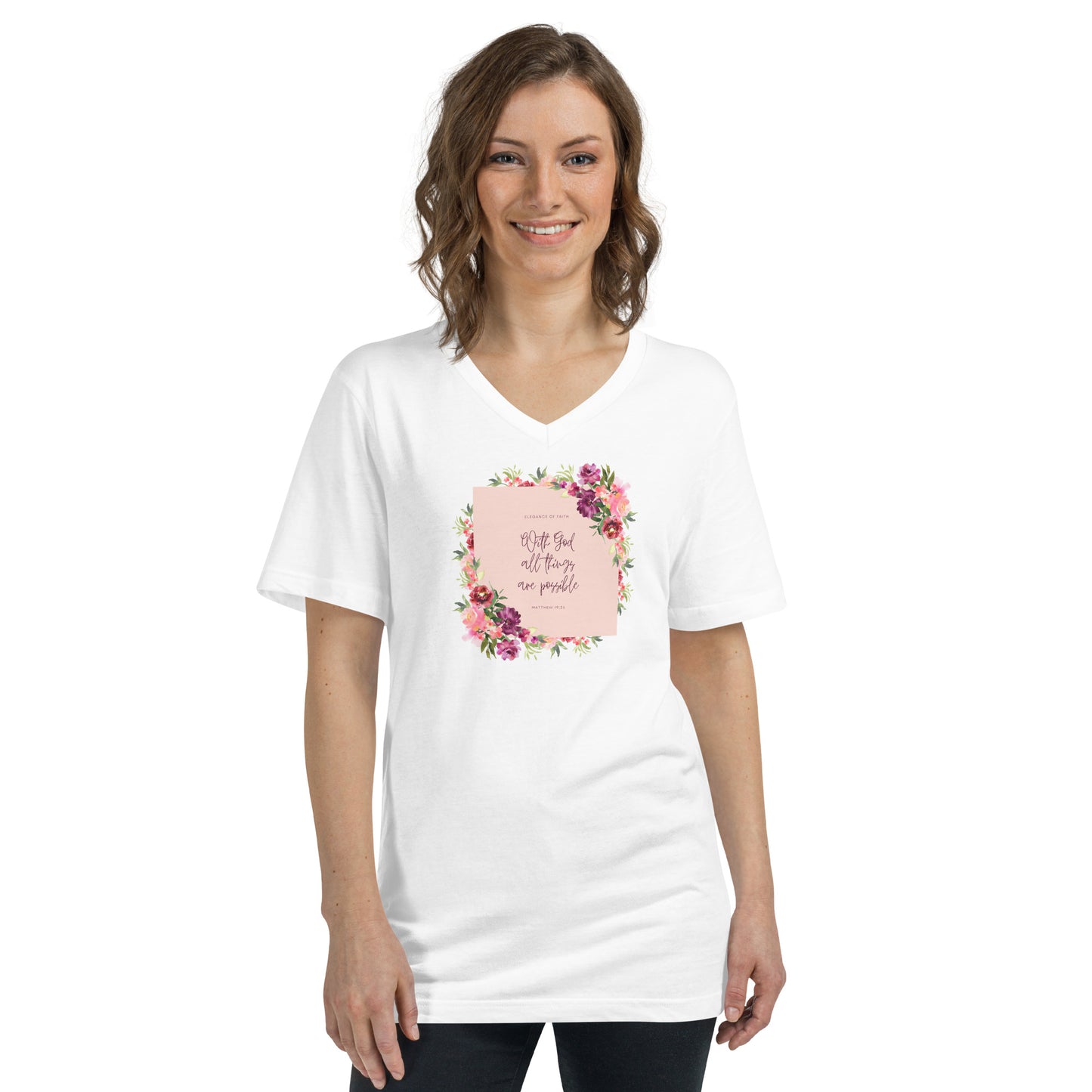 With God All Things Are Possible Short Sleeve V-Neck T-Shirt