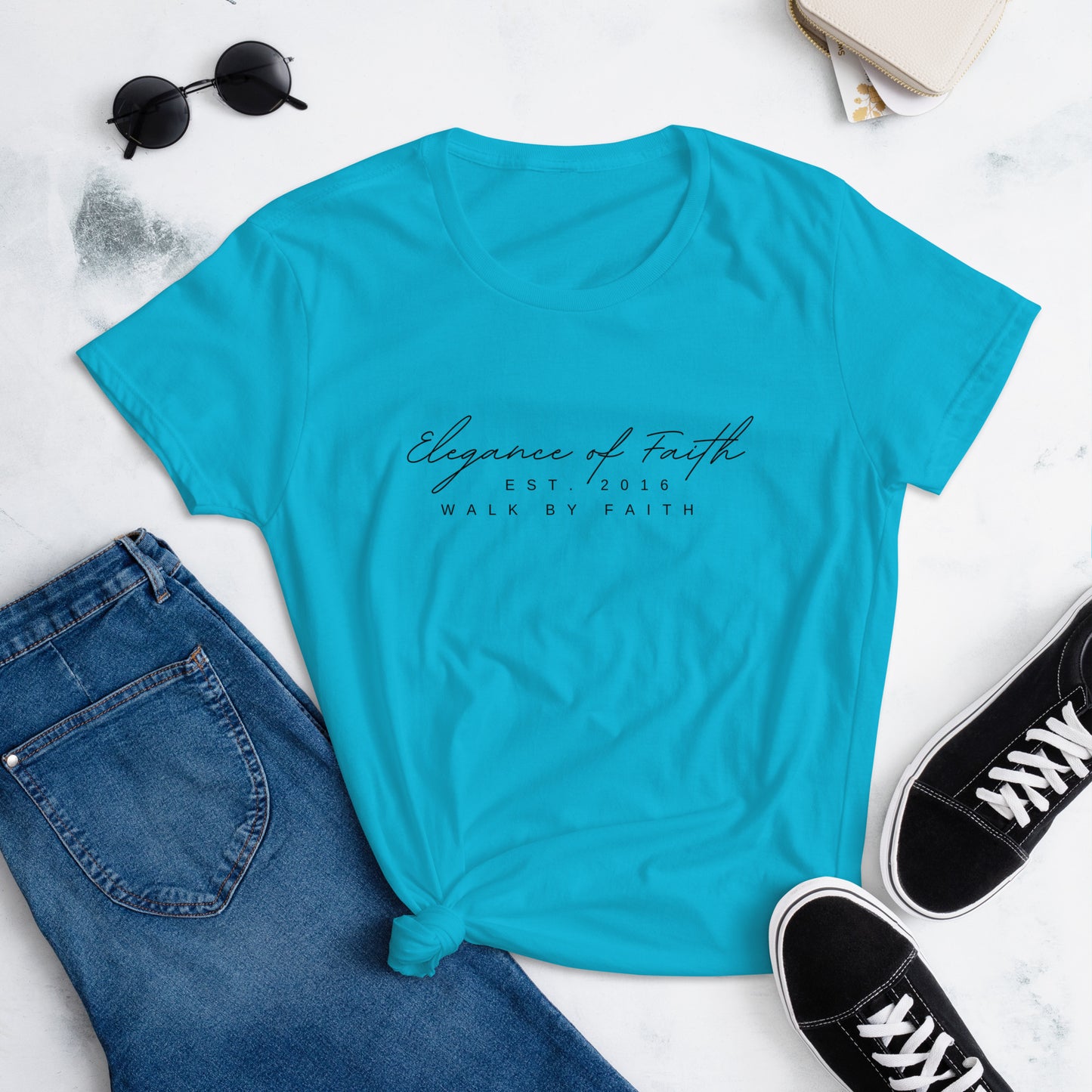Elegance of Faith - Est. 2016 Women's short sleeve t-shirt