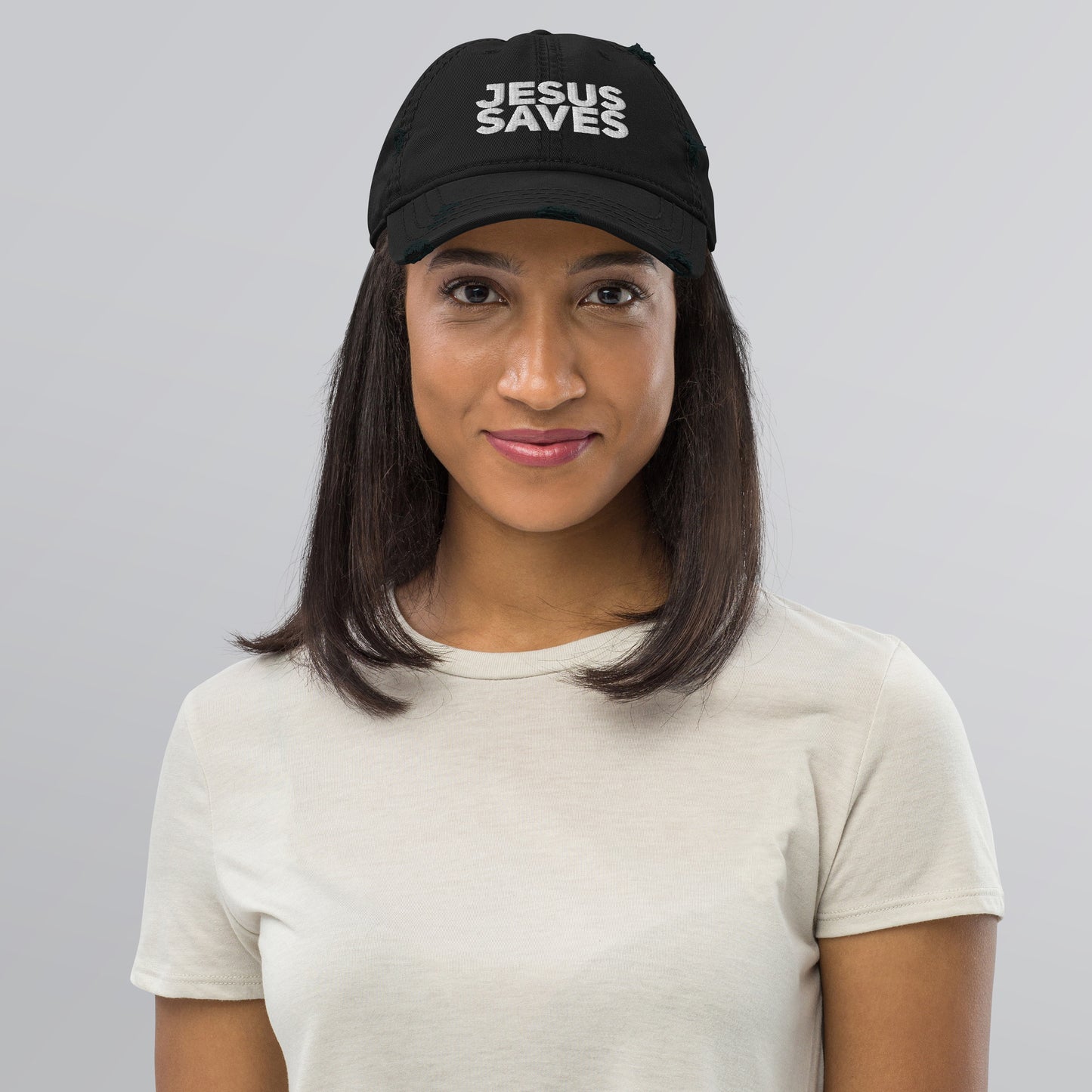 Jesus Saves Unisex Distressed Dad Hat