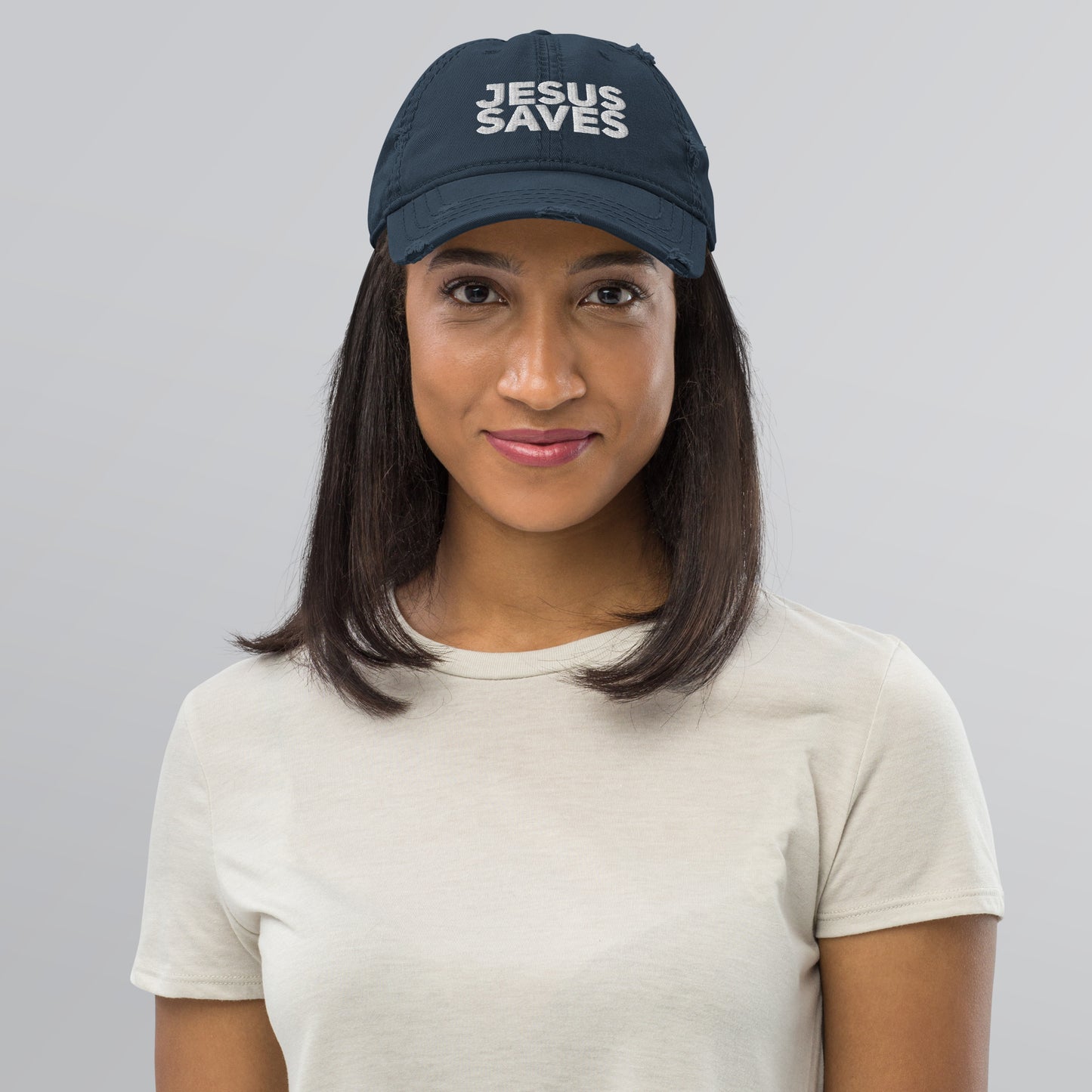 Jesus Saves Unisex Distressed Dad Hat