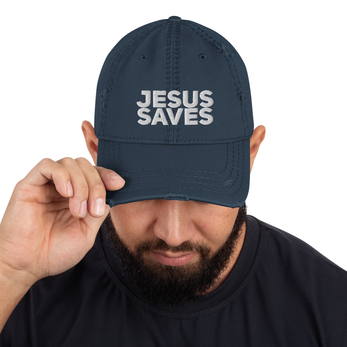 Jesus Saves Unisex Distressed Dad Hat