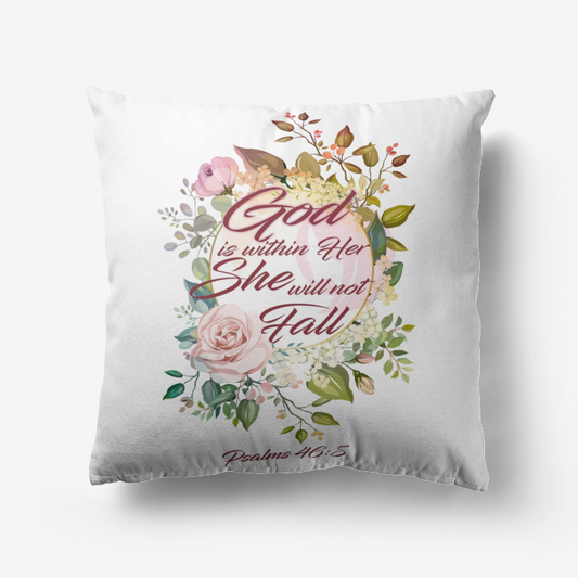"She will not fall" Home Goods Premium Hypoallergenic Throw Pillow