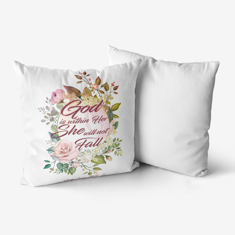 "She will not fall" Home Goods Premium Hypoallergenic Throw Pillow