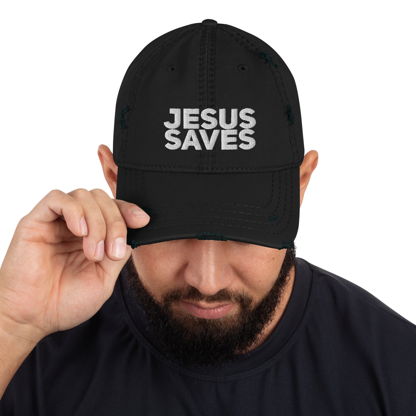 Jesus Saves Unisex Distressed Dad Hat