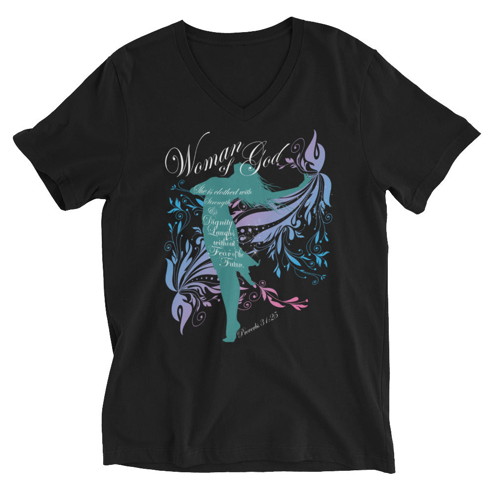 "She is Clothed" V-Neck T-Shirt