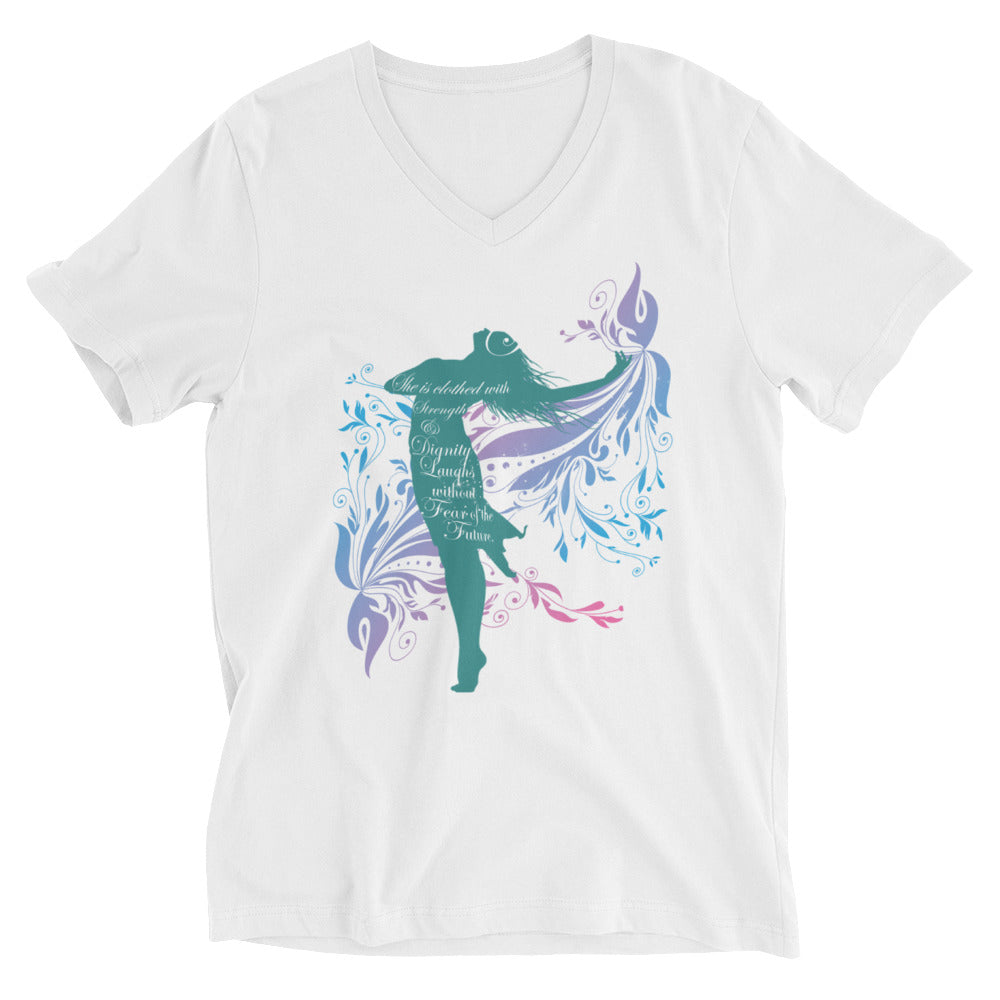 "She is Clothed" V-Neck T-Shirt