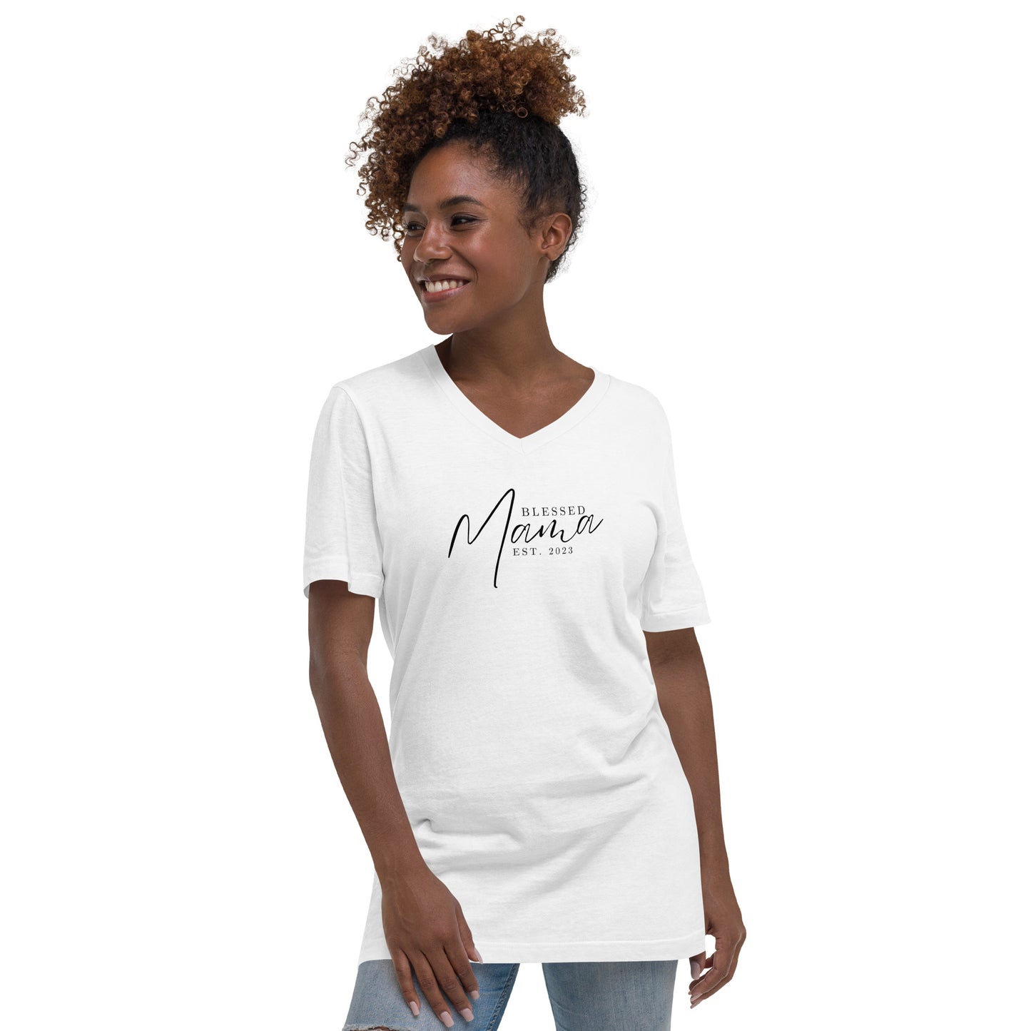 Blessed Mama Est. 2023 short Sleeve V-Neck T-Shirt