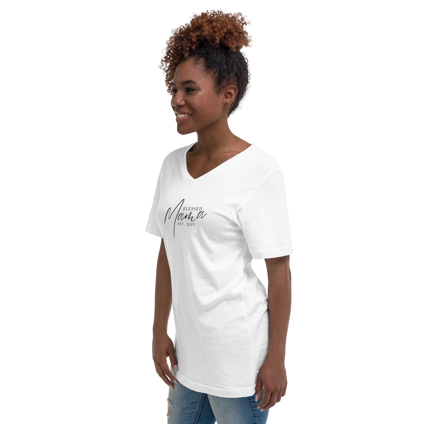 Blessed Mama Est. 2023 short Sleeve V-Neck T-Shirt