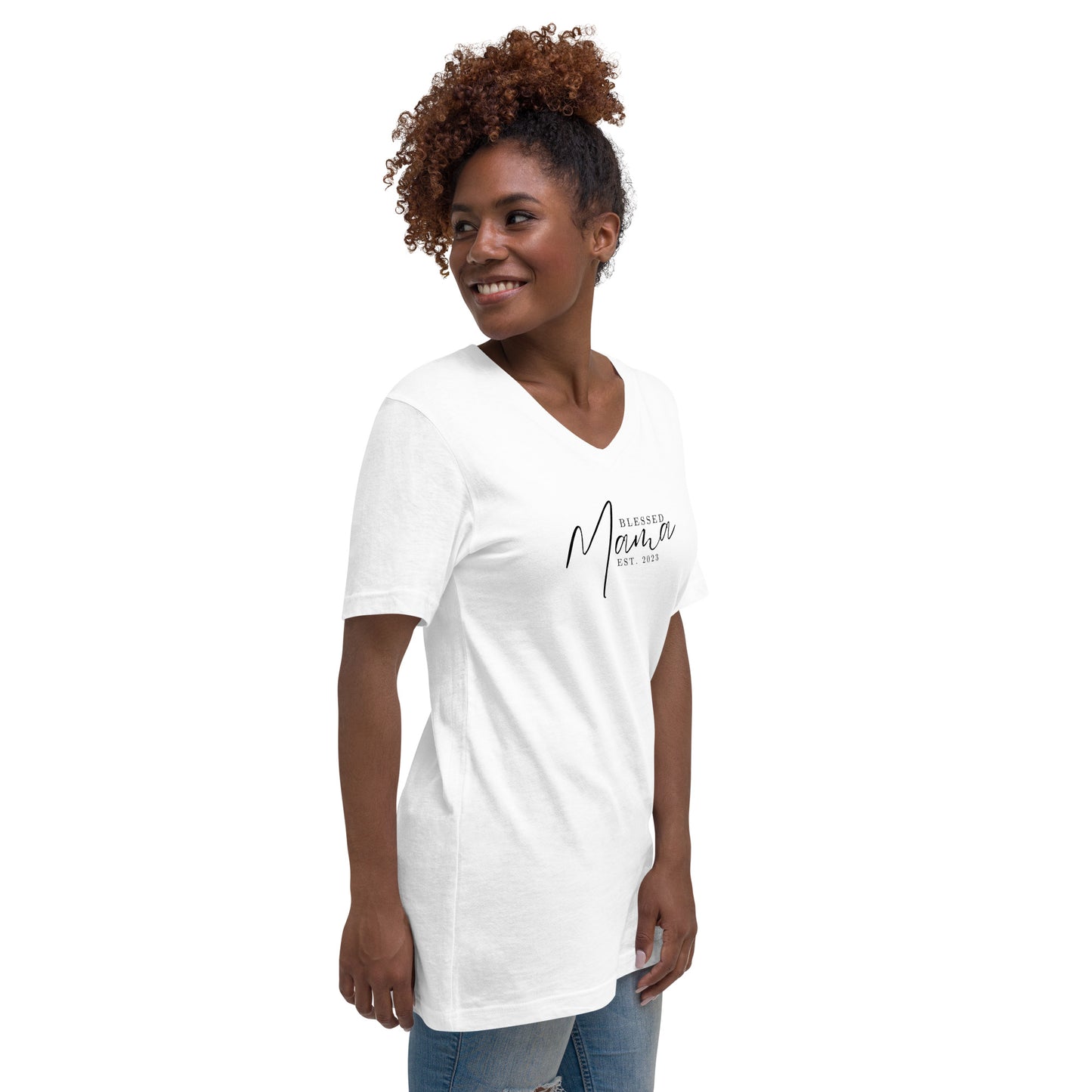 Blessed Mama Est. 2023 short Sleeve V-Neck T-Shirt
